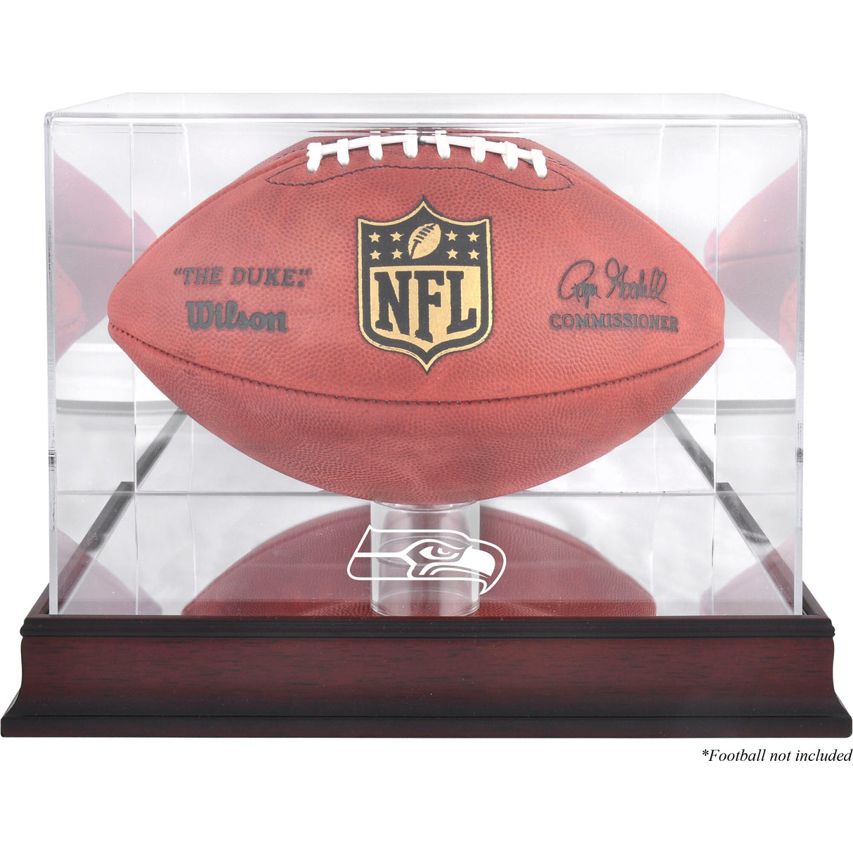 Fanatics Seattle Seahawks Mahogany Base Display Case For Footballs With Team Logo & Mirror Stock #159895