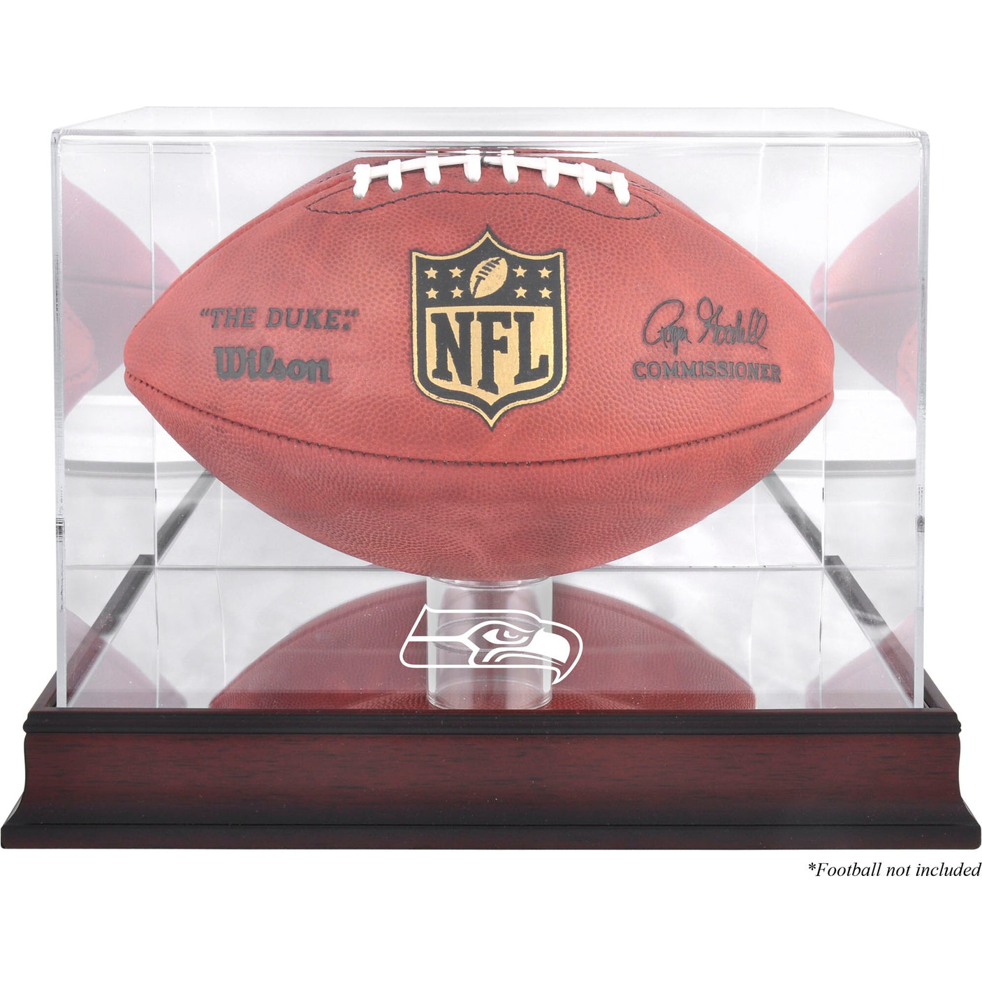 Fanatics Seattle Seahawks Mahogany Base Display Case For Footballs With Team Logo & Mirror Stock #159895