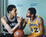 Magic Johnson & George Gervin Authentic Signed 16x20 Photo BAS Witnessed 1