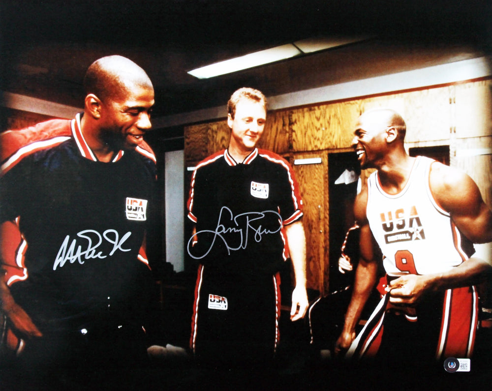 Magic Johnson & Larry Bird Authentic Signed 16x20 Photo BAS Witnessed 1