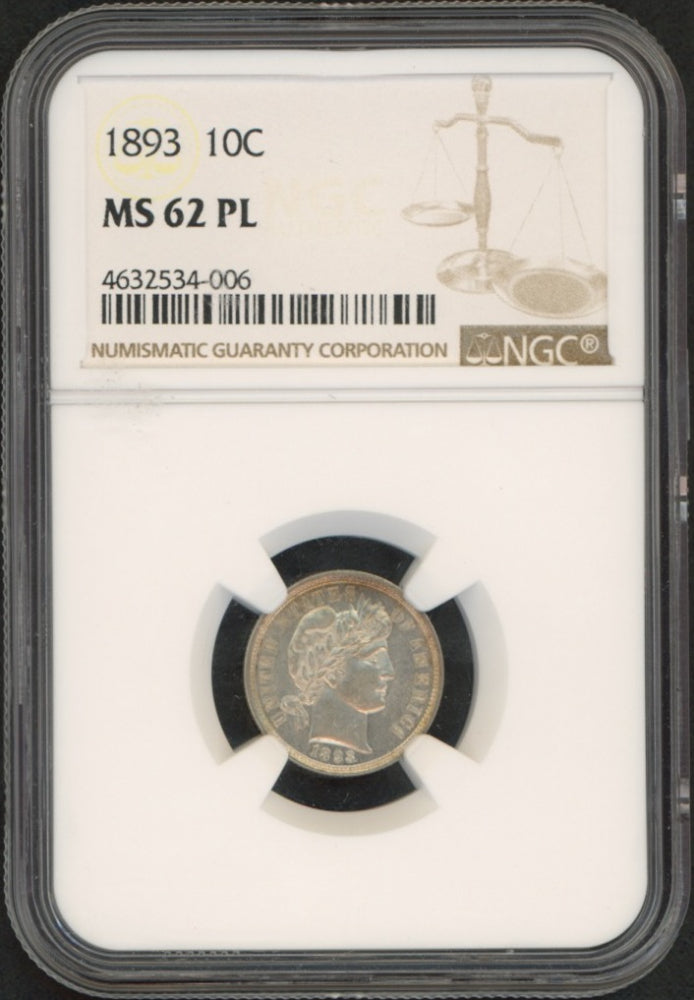 1893 Barber Dime (NGC MS 62 PL)