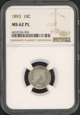 1893 Barber Dime (NGC MS 62 PL)