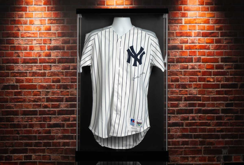 Flat Wall-Mount Jersey Display Case with UV-Protected Acrylic and Mannequin Torso – Black