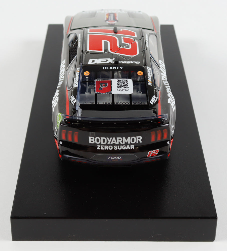 Ryan Blaney Signed LE 2025 NASCAR #12 BodyArmor Zero Sugar Mustang 1:24 Diecast Car (PA)