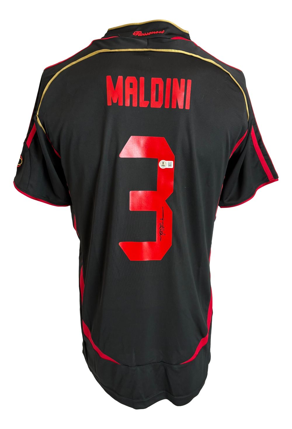 Paolo Maldini Signed AC Milan Black Adidas Soccer Jersey BAS