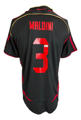 Paolo Maldini Signed AC Milan Black Adidas Soccer Jersey BAS