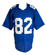 Mario Manningham New York Signed Blue Football Jersey JSA Hologram