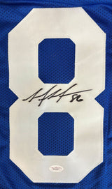 Mario Manningham New York Signed Blue Football Jersey JSA Hologram