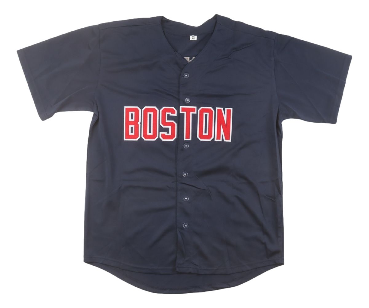 Manny Ramirez Boston Signed Navy Baseball Jersey MBM Inscribed BAS