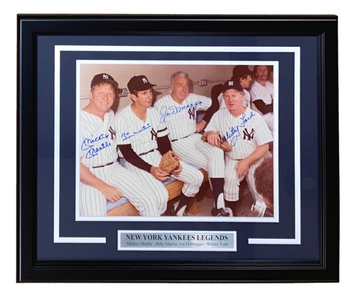 Mickey Mantle Joe DiMaggio Martin Ford Signed Framed 11x14 Yankees Photo JSA LOA