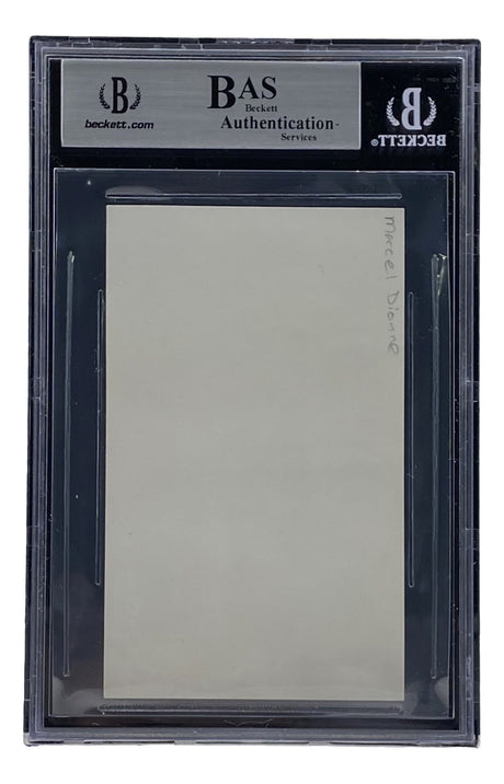 A Sports Integrity Marcel Dionne Quebec Nordiques Signed Slabbed Index Card, authenticated and encapsulated by BAS Beckett Authentication Services.