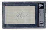 A signed index card by Marcel Dionne (Quebec Nordiques) is displayed in a transparent Sports Integrity BAS slab, labeled: Index Card, Marcel Dionne, Authentic Autograph.