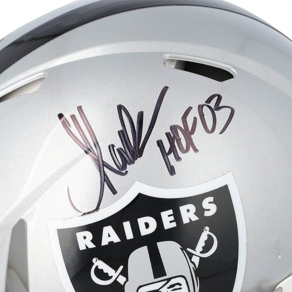 Marcus Allen Autographed/Inscribed "HOF 03" Raiders Speed Authentic Helmet Fanatics