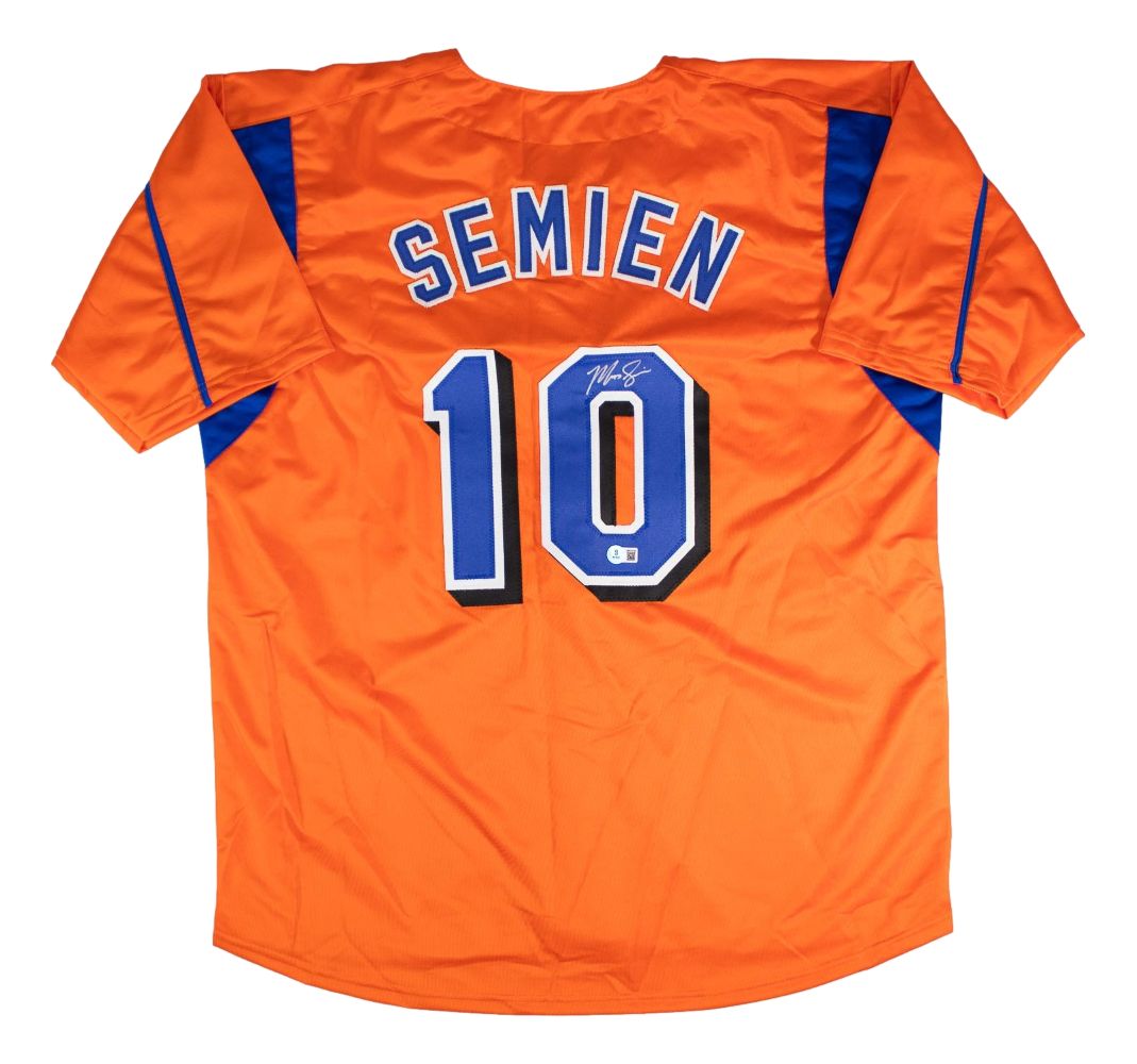 Marcus Semien New York Signed Orange Baseball Jersey BAS