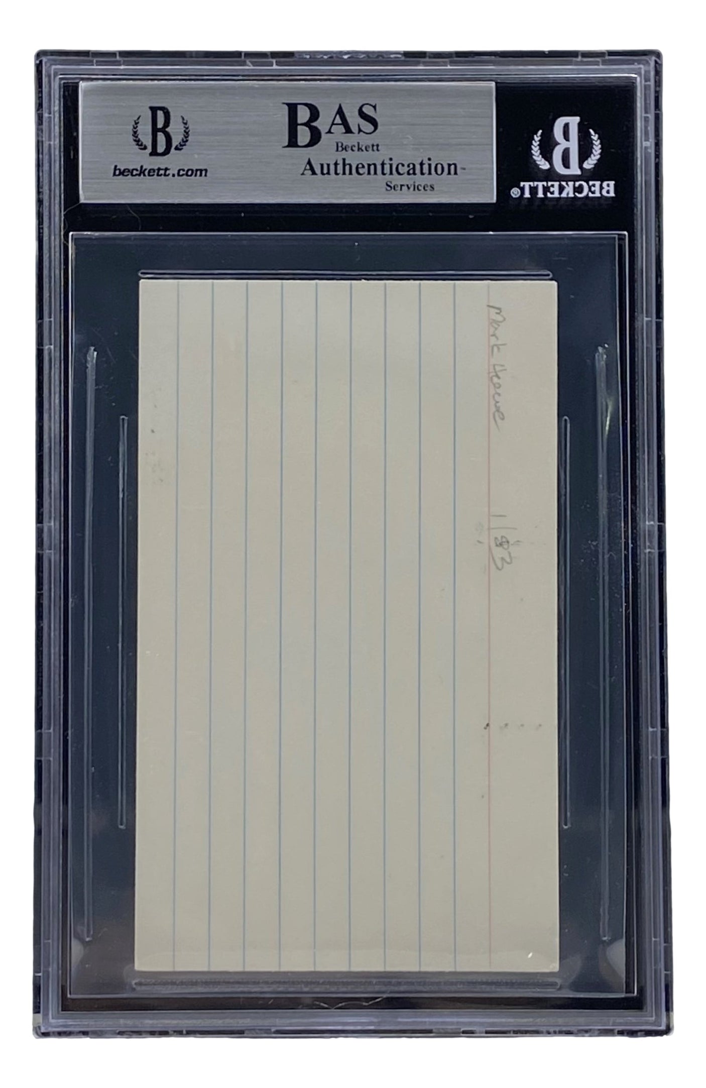 Mark Howe Philadelphia Flyers Signed Slabbed Index Card BAS 00012634248