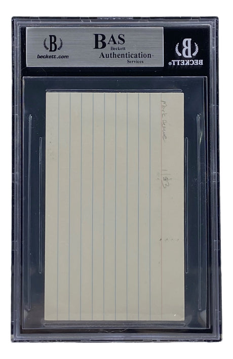 The Mark Howe Philadelphia Flyers Signed Index Card (BAS 00012634248) by Sports Integrity is sealed in a BAS plastic case with the authentication label visible at the top.