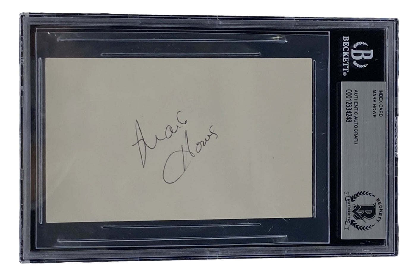 Mark Howe Philadelphia Flyers Signed Slabbed Index Card BAS 00012634248