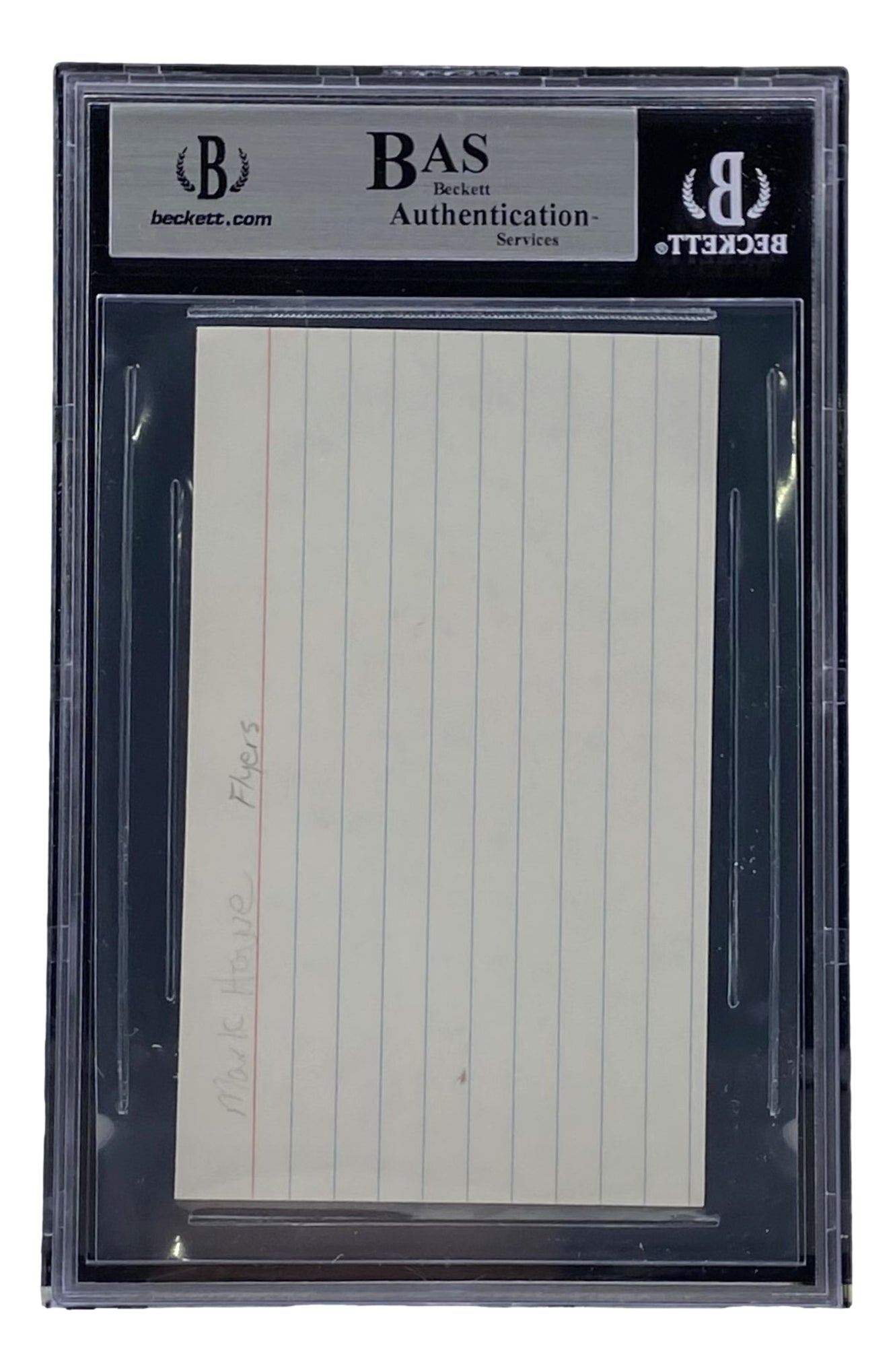 Mark Howe Philadelphia Flyers Signed Slabbed Index Card BAS 00012634249