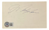 The Sports Integrity Mark Messier New York Rangers Signed 3x5 Index Card BAS features a large autograph in dark ink on a white card, with a Beckett authentication sticker and QR code on the bottom left corner.