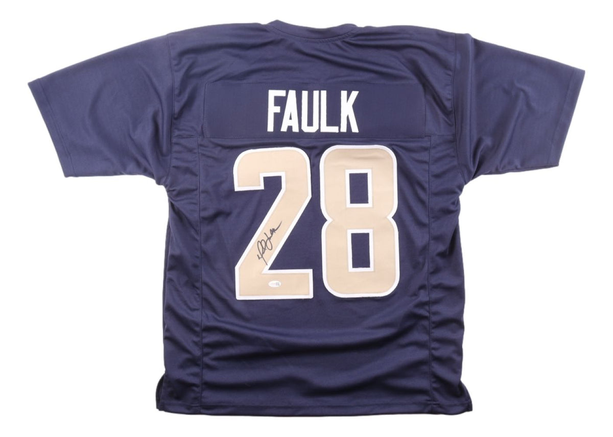 Marshall Faulk St. Louis Signed Navy Football Jersey JSA QR