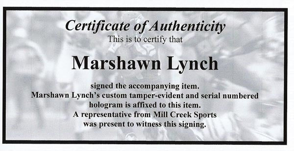 Marshawn Lynch Autographed Seattle Seahawks Official NFL Leather 2013 NFC Champions Logo Football #299/500 ML Holo #14158