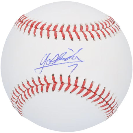 The Sports Integrity Masataka Yoshida Boston Red Sox Signed Official MLB Baseball features a blue autograph and the number 7 beneath the signature.