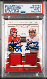 Travis Kelce & George Kittle Signed 2023 IDJ #IDJTKGK Card Auto 9 PSA Slabbed 1