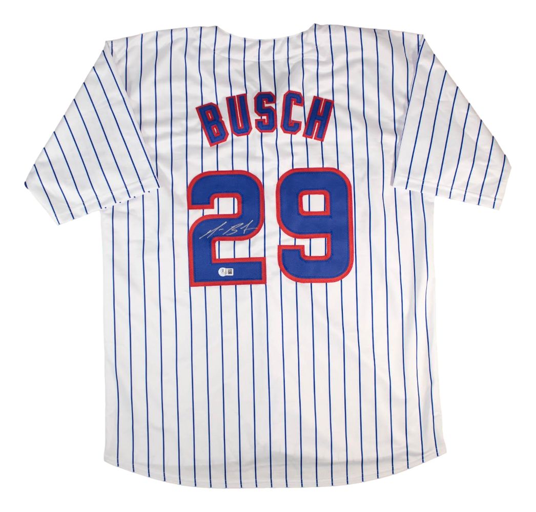 Michael Busch Chicago Signed White Baseball Jersey BAS