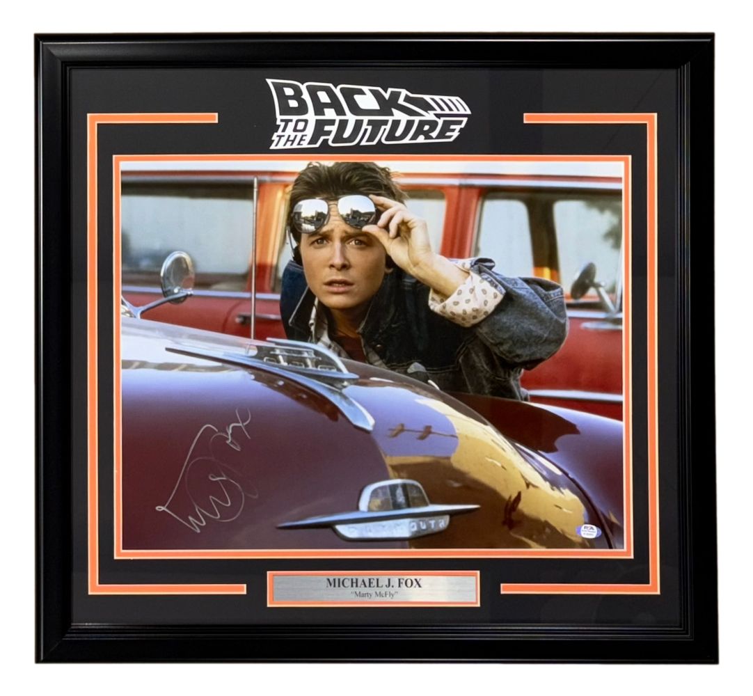 Michael J Fox Signed Framed 16x20 Back To The Future Glasses Photo PSA/DNA Holo