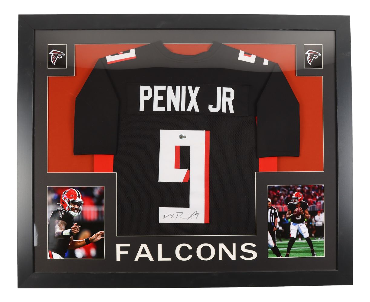 Michael Penix Jr Atlanta Signed Framed Black Football Jersey BAS
