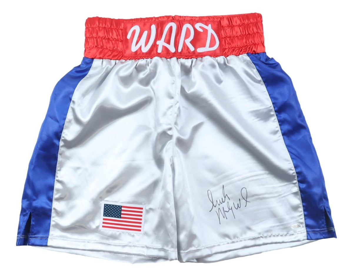 Irish Micky Ward Signed Custom Gray Boxing Trunks JSA QR