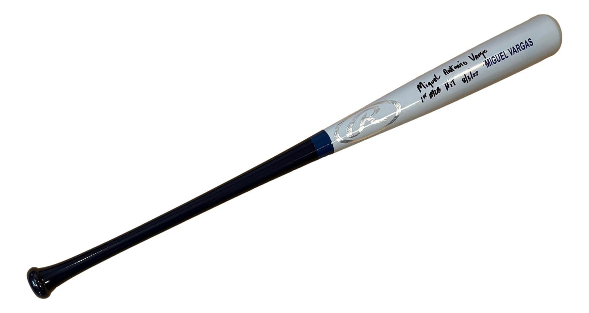 Miguel Vargas Full Name Signed Rawlings Player Model Bat 1st Hit 8/3/22 BAS
