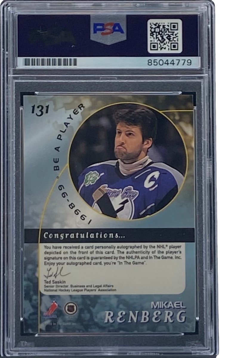 Mikael Renberg Signed 1998 In The Game #131 Lightning Hockey Card PSA/DNA - Sports Integrity