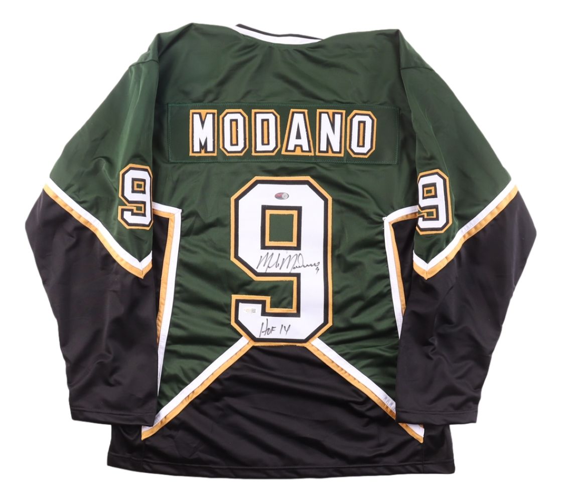 Mike Modano Dallas Signed Green Hockey Jersey HOF 2014 JSA QR