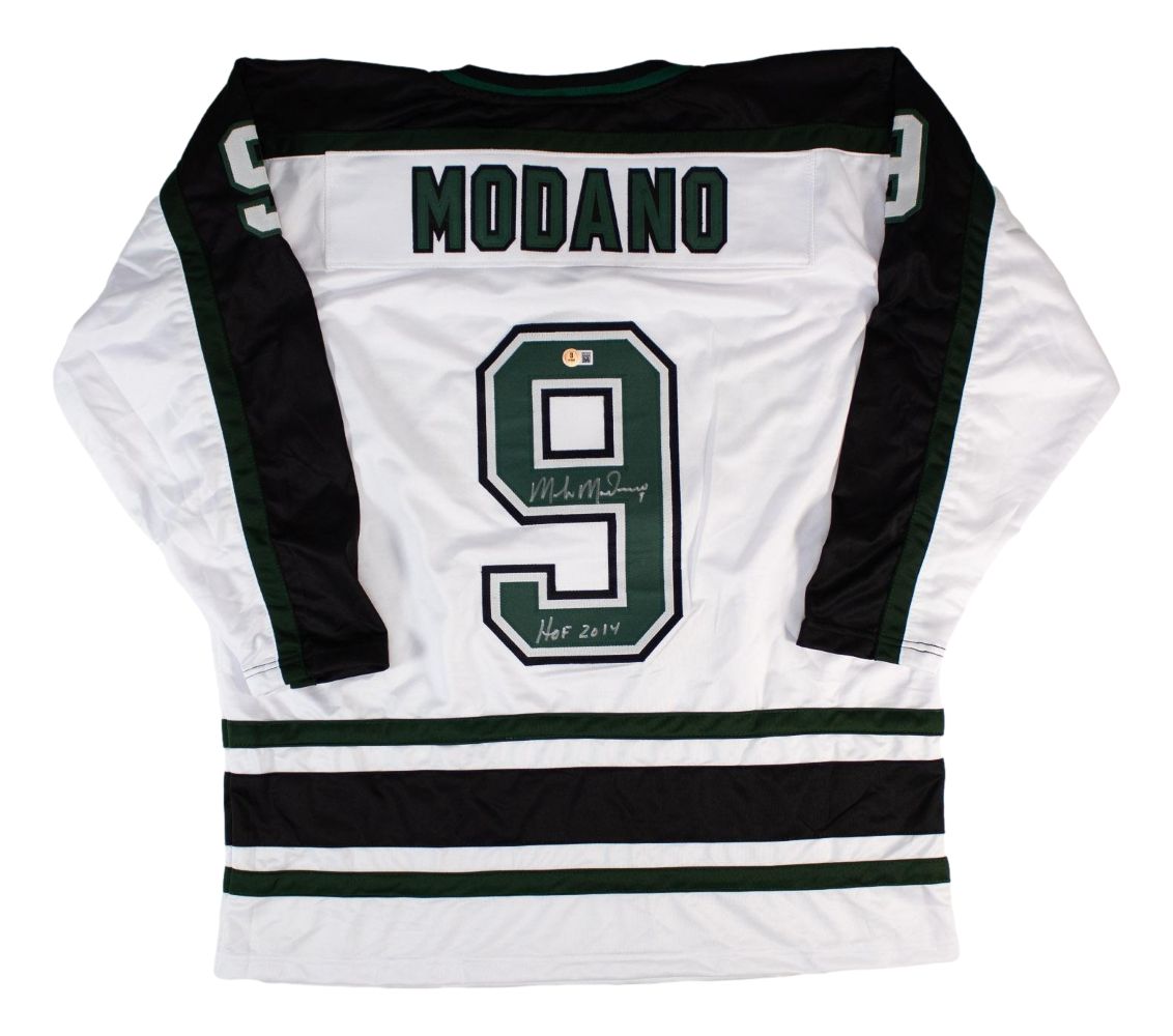 Mike Modano Dallas Signed White Hockey Jersey HOF 2014 BAS