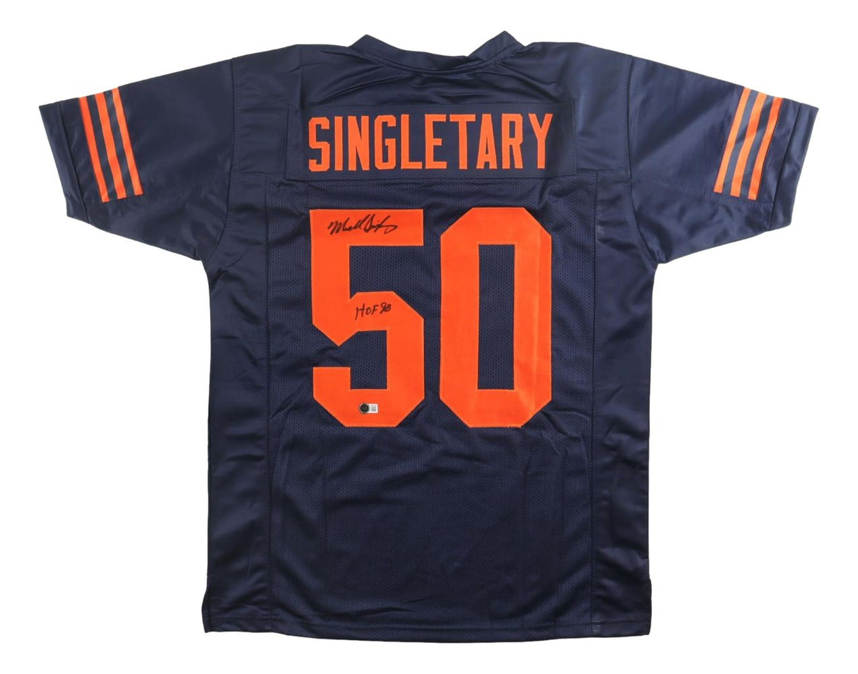 Mike Singletary Chicago Signed Navy Blue Football Jersey HOF 98 Inscribed BAS