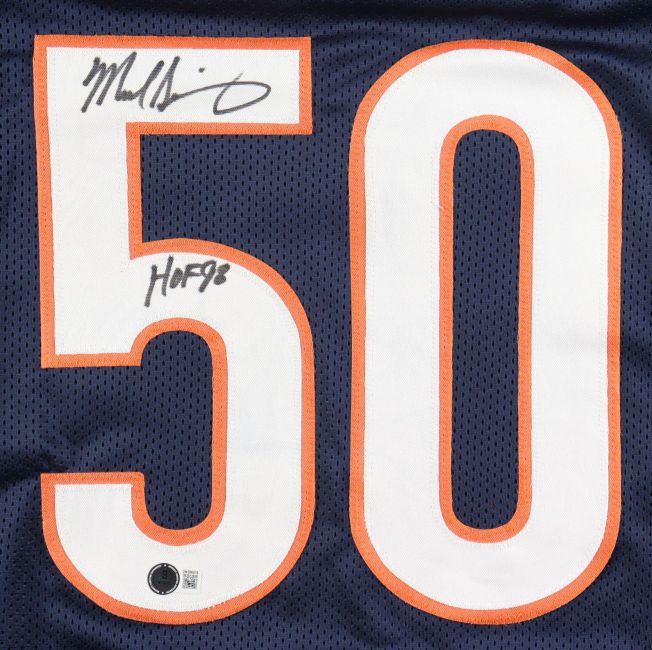 Mike Singletary Chicago Signed Blue Football Jersey HOF 98 BAS