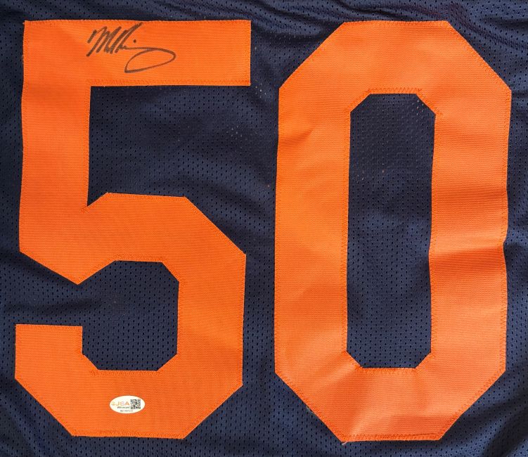 Mike Singletary Chicago Signed Alternate Navy Football Jersey JSA QR Hologram