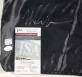 Sports Integrity Mike Tyson Signed Custom Black Boxing Trunks, featuring a silver autograph with JSA ITP certification card and matching sticker (WW441040) included for authentication.