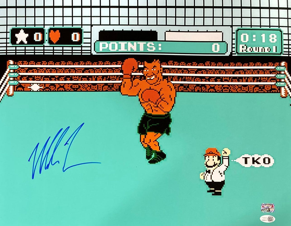 Mike Tyson Signed 16x20 Boxing Punch Out Photo JSA QR Hologram