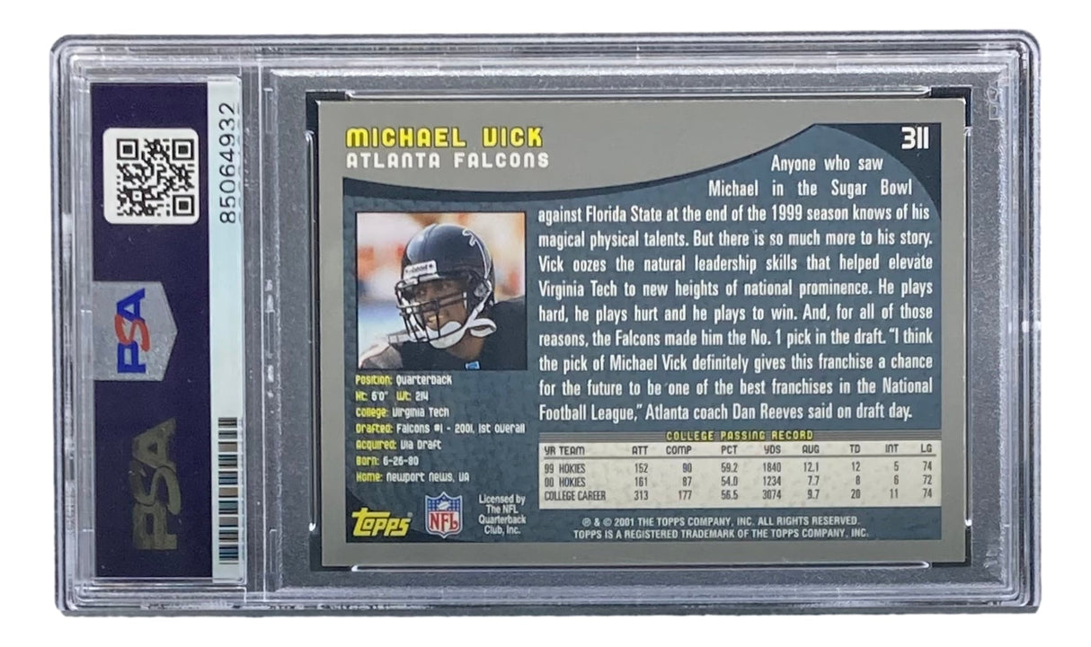 Michael Vick Signed 2001 Topps #311 Atlanta Falcons Rookie Card PSA/DNA