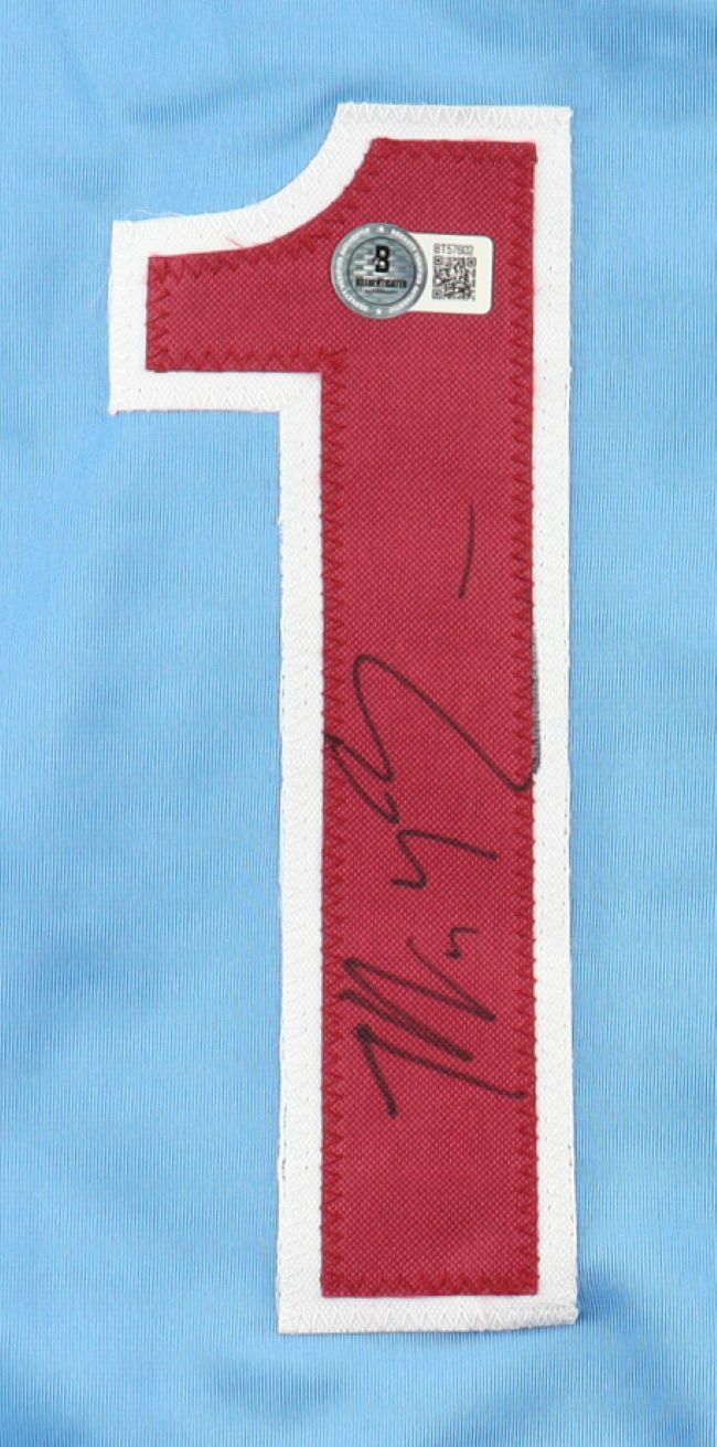 Miles Teller Philadelphia Signed Light Blue Baseball Jersey BAS BT57602