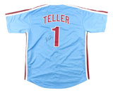 Miles Teller Philadelphia Signed Light Blue Baseball Jersey BAS BT57636