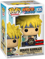 Sports Integrity Naruto Shippuden Minato Namikaze AAA Anime Limited Edition Glow Chase Funko Pop #935, shown in a display box with Exclusive and Limited Glow Chase stickers.