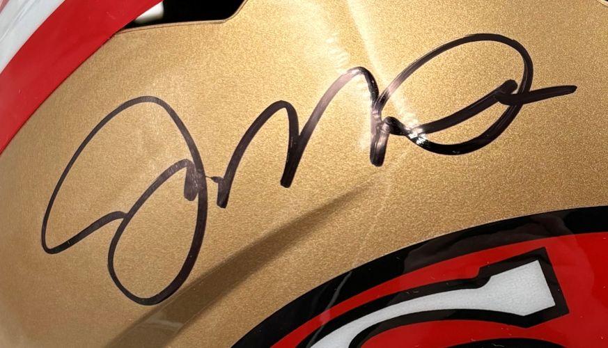 Joe Montana Signed San Francisco 49ers FS Speed Replica Helmet JSA Holo w/ Case