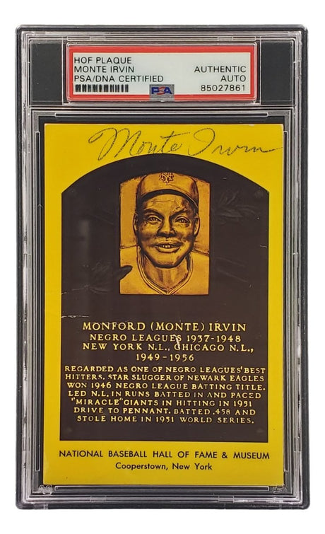 Monte Irvin Signed 4x6 New York Giants HOF Plaque Card PSA/DNA 85027861 - Sports Integrity