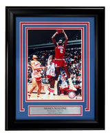 Moses Malone Signed Framed 8x10 Philadelphia 76ers Photo BAS