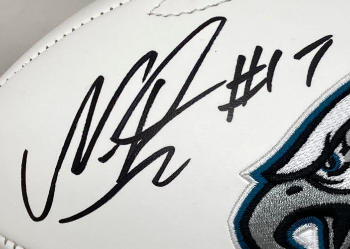 Nakobe Dean Signed Eagles Logo Football PSA/DNA w/ Super Bowl 59 Case