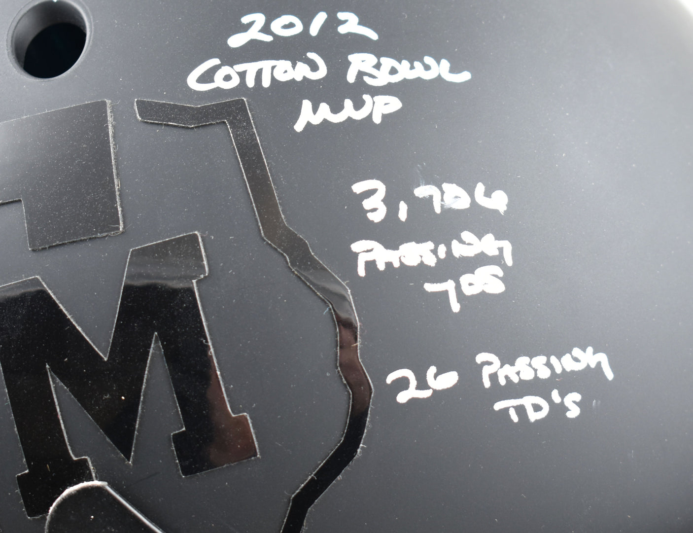 Johnny Manziel Autographed Texas A&M F/S Authentic Helmet Awards - JSA W *White