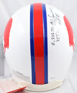 O.J. Simpson Autographed Bills F/S Authentic Helmet 5 inscriptions - JSA W